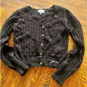 GANNI KNIT BRAND NEW CARDIGAN BLACK CROCHET XXS